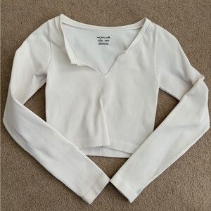 Urban Outfitters Out from Under Ribbed White Longsleeve Crop Top